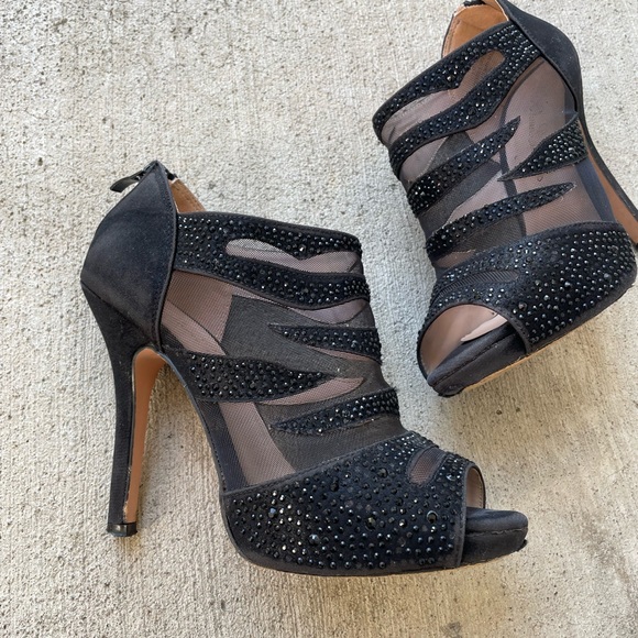 De Blossom Collection Glittery Heels Black High Bootie Shoes size 6.5 - Picture 3 of 12